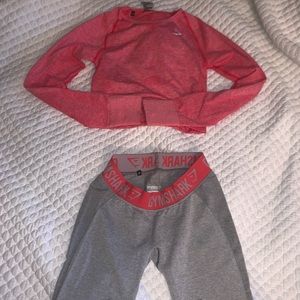 Gymshark Grey & Pink flex set with seamless top